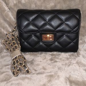 NWT. Small Black and Gold Crossbody/Clutch